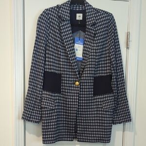 CAbi Navy Blazer with Gold Button P2P 21-23 L31 Stretchy MSRP $189